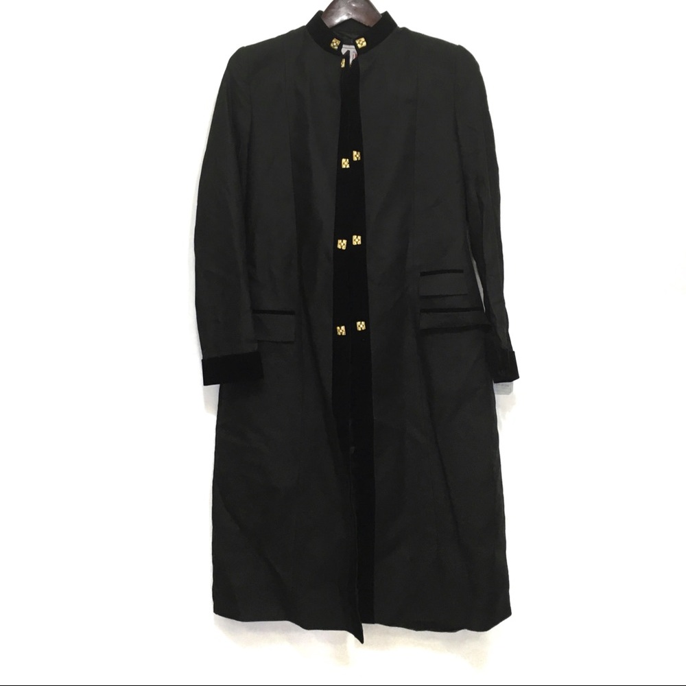 J4 BLACK GOLD BUTTON TRENCH LONG JACKET